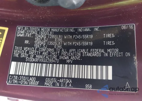 2016 Toyota Highlander Limited Platinum V6 from USA, damaged, VIN 5TDDKRFHXGS299470